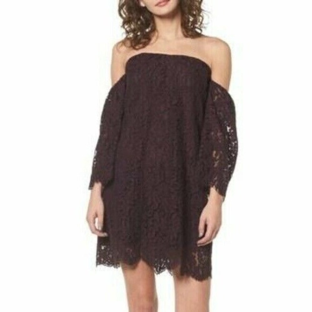 Cupcakes Cashmere Dress Women 6 Plum Lace Cold Shoulder‎ Cottagecore Romantic